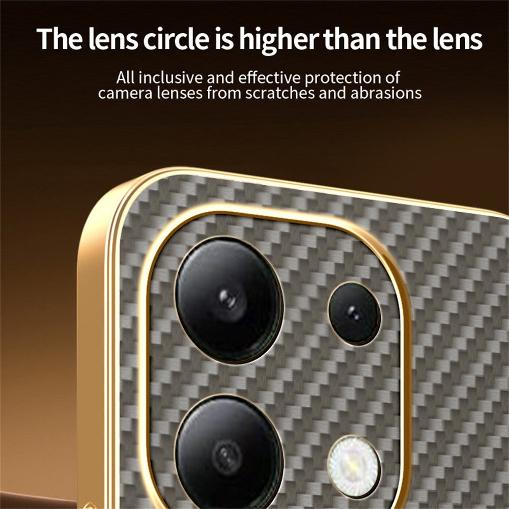 For Xiaomi Redmi Note 13 4G Phone Case Carbon Fiber Textured Electroplated TPU Back Cover