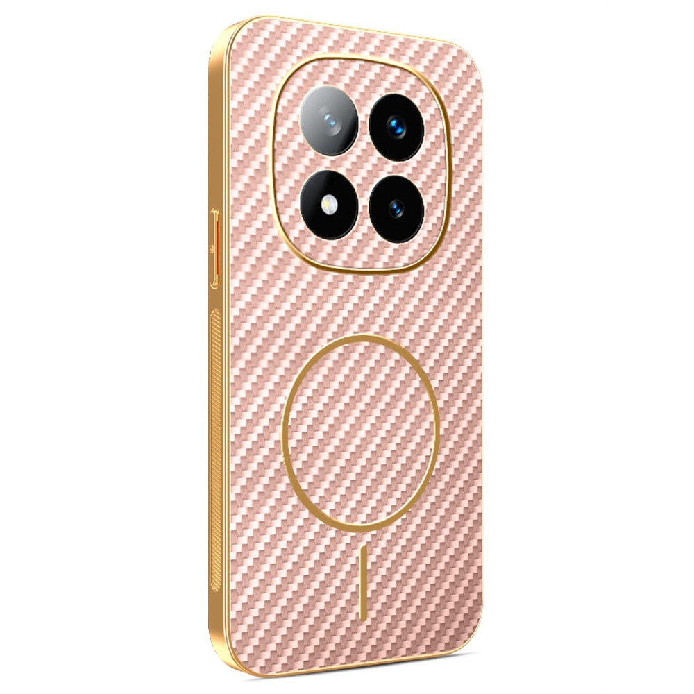 For Xiaomi Redmi Note 14 Pro+ 5G Phone Case Carbon Fiber Textured Electroplated TPU Back Cover
