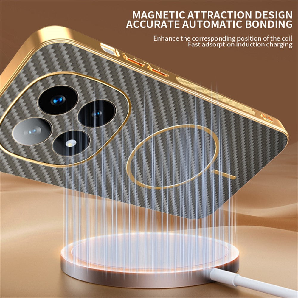 For Xiaomi Redmi Note 14 Pro+ 5G Phone Case Carbon Fiber Textured Electroplated TPU Back Cover