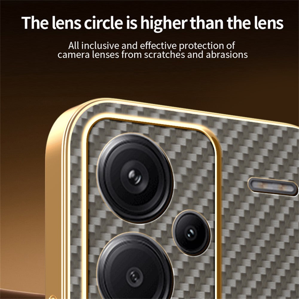 For Xiaomi Redmi Note 13 Pro+ 5G Phone Case Carbon Fiber Textured Electroplated TPU Back Cover