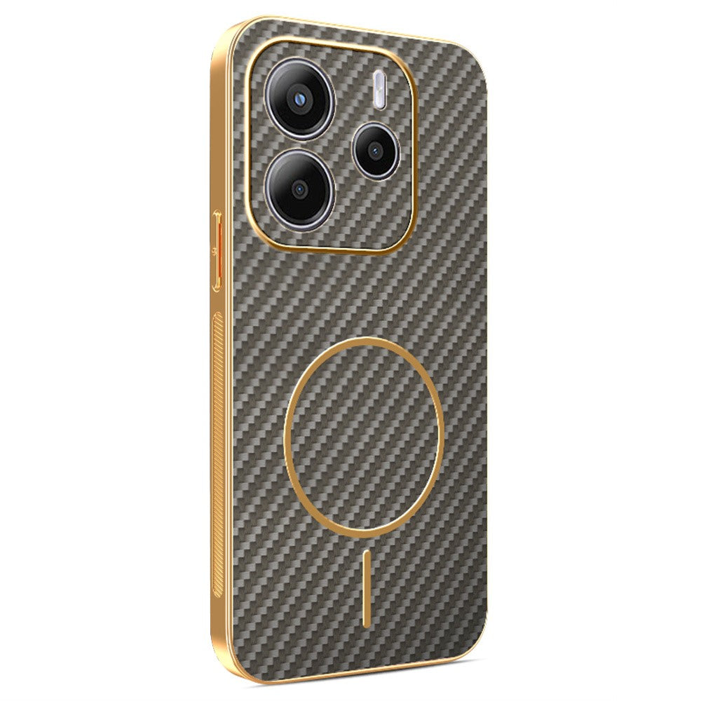 For Xiaomi Redmi Note 14 4G (164.84mm) Phone Case Carbon Fiber Textured Electroplated TPU Back Cover
