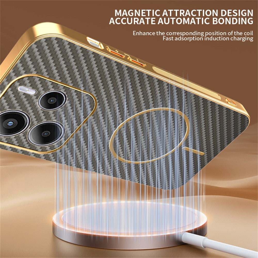 For Xiaomi Redmi Note 14 4G (164.84mm) Phone Case Carbon Fiber Textured Electroplated TPU Back Cover