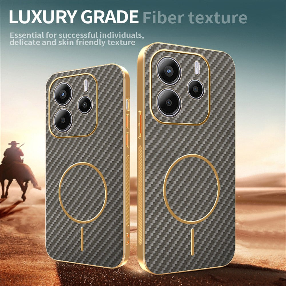 For Xiaomi Redmi Note 14 4G (164.84mm) Phone Case Carbon Fiber Textured Electroplated TPU Back Cover