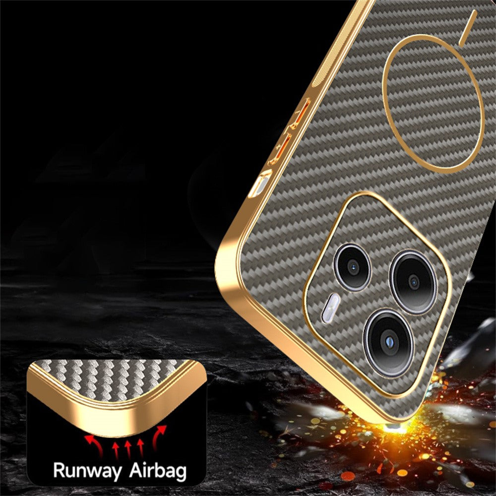 For Xiaomi Redmi Note 14 4G (164.84mm) Phone Case Carbon Fiber Textured Electroplated TPU Back Cover
