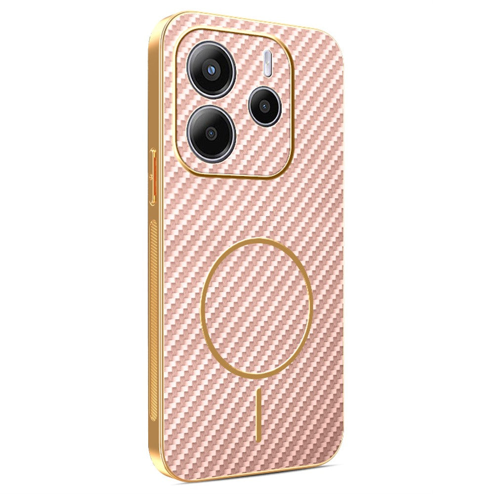 For Xiaomi Redmi Note 14 4G (164.84mm) Phone Case Carbon Fiber Textured Electroplated TPU Back Cover