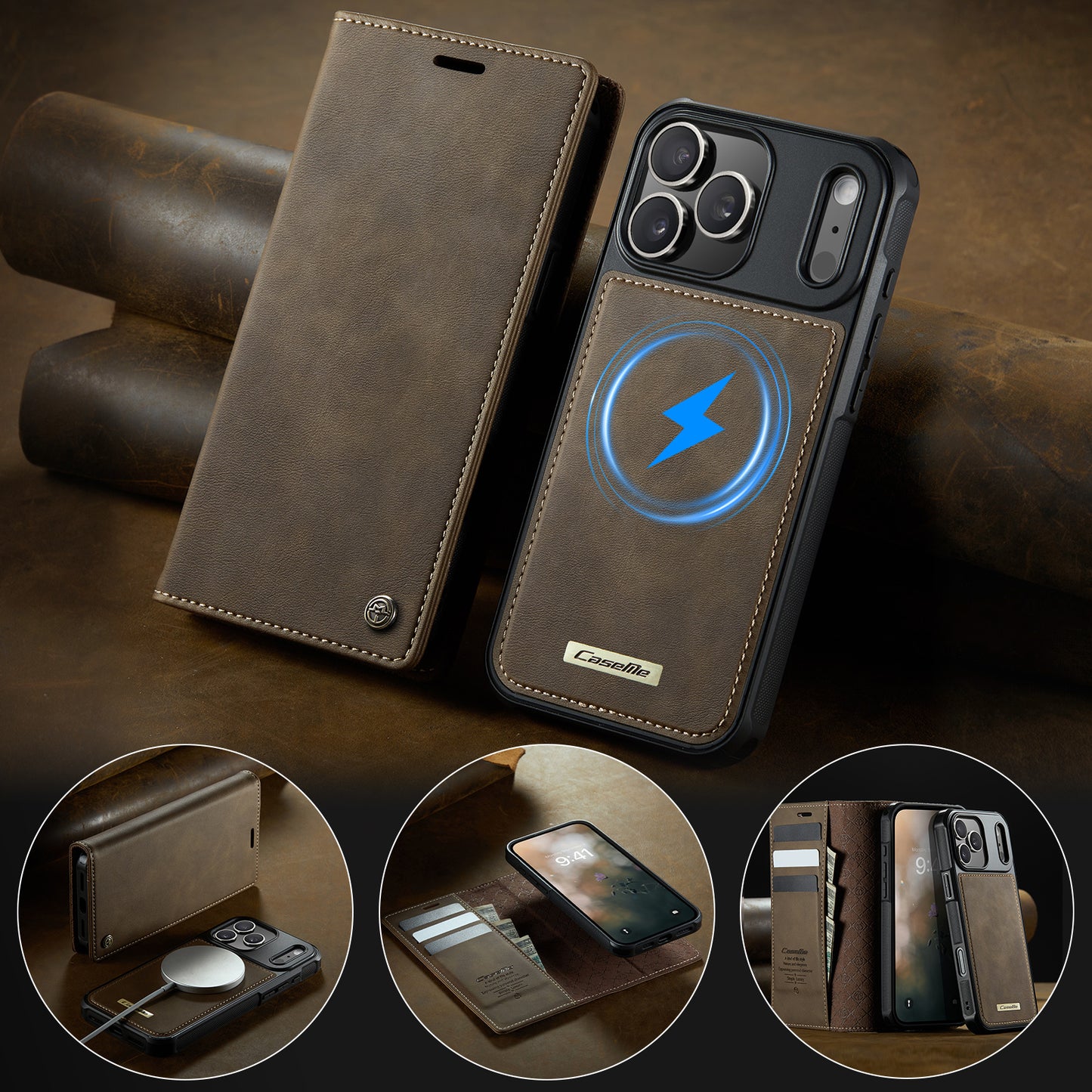 iPhone 17 Pro Max Wallet-Hülle – Kompatibel mit MagSafe mit RFID-Blockierung