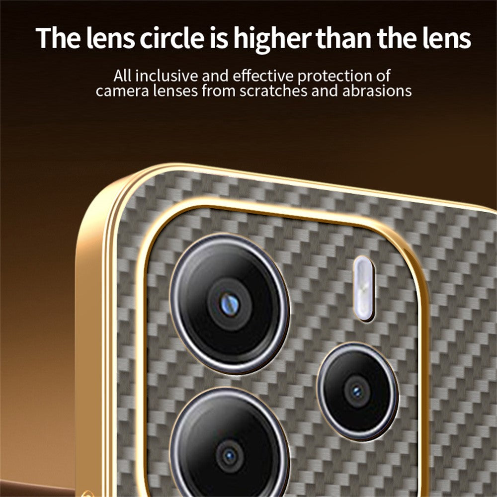 For Xiaomi Redmi Note 14 5G Phone Case Carbon Fiber Textured Electroplated TPU Back Cover
