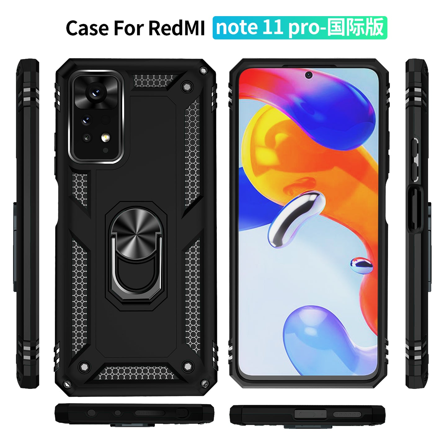 For Xiaomi Redmi Note 11E Pro 5G / Xiaomi Redmi Note 11 Pro 5G (Qualcomm) Case PC + TPU Phone Cover with Kickstand