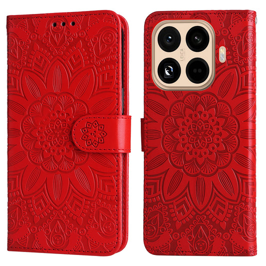 Xiaomi 15T Pro Handyhülle – mit Sonnenblumen-Aufdruck, Leder-Geldbörsen