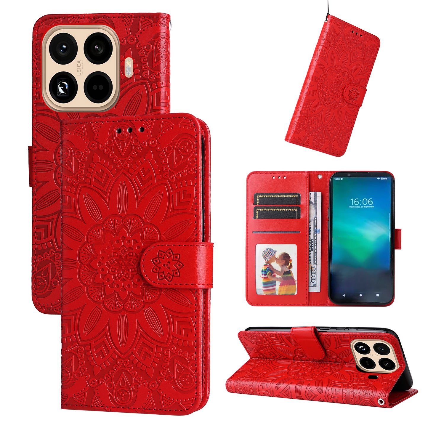 For Xiaomi 15T Pro Case Sunflower Imprint Leather Wallet Phone Cover