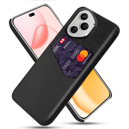 Honor 400 Pro 5G (Global) Handyhülle – aus PU-Leder mit Stoffstruktur, harte PC- mit Kartenhalter