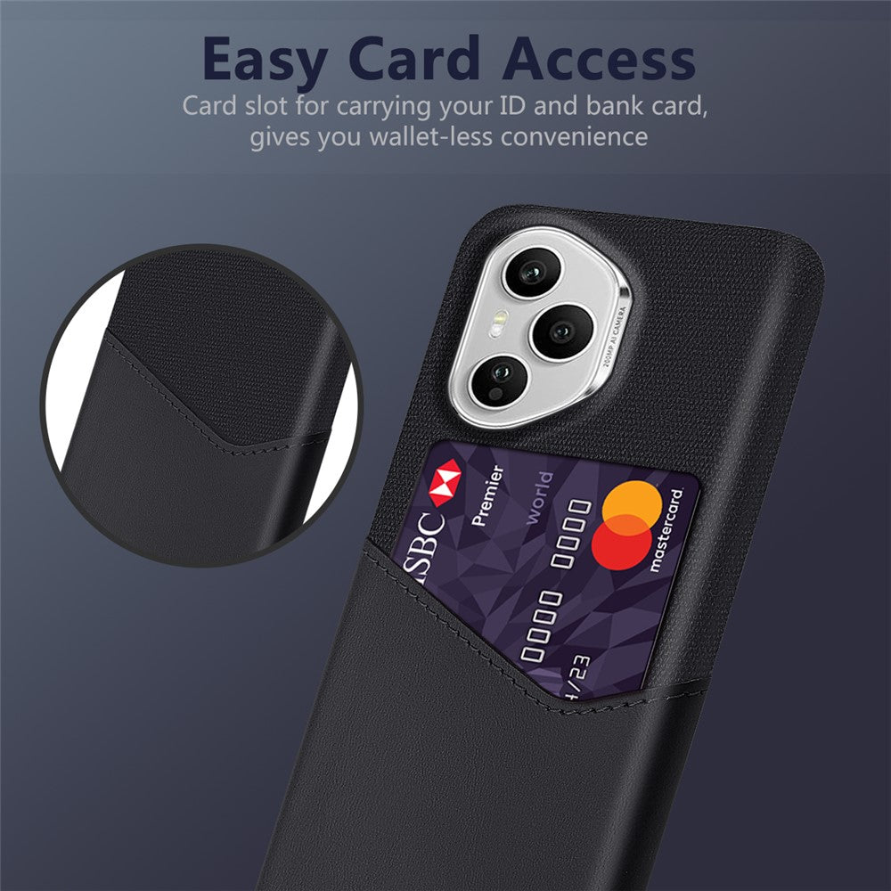 For Honor 400 Pro 5G (Global) Case PU Leather Cloth Texture Hard PC Phone Cover with Card Holder