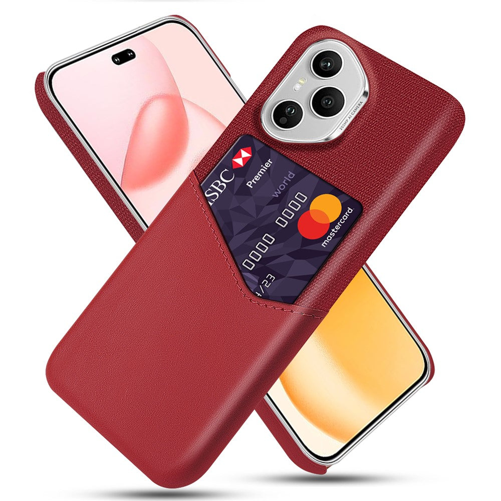 For Honor 400 Pro 5G (Global) Case PU Leather Cloth Texture Hard PC Phone Cover with Card Holder