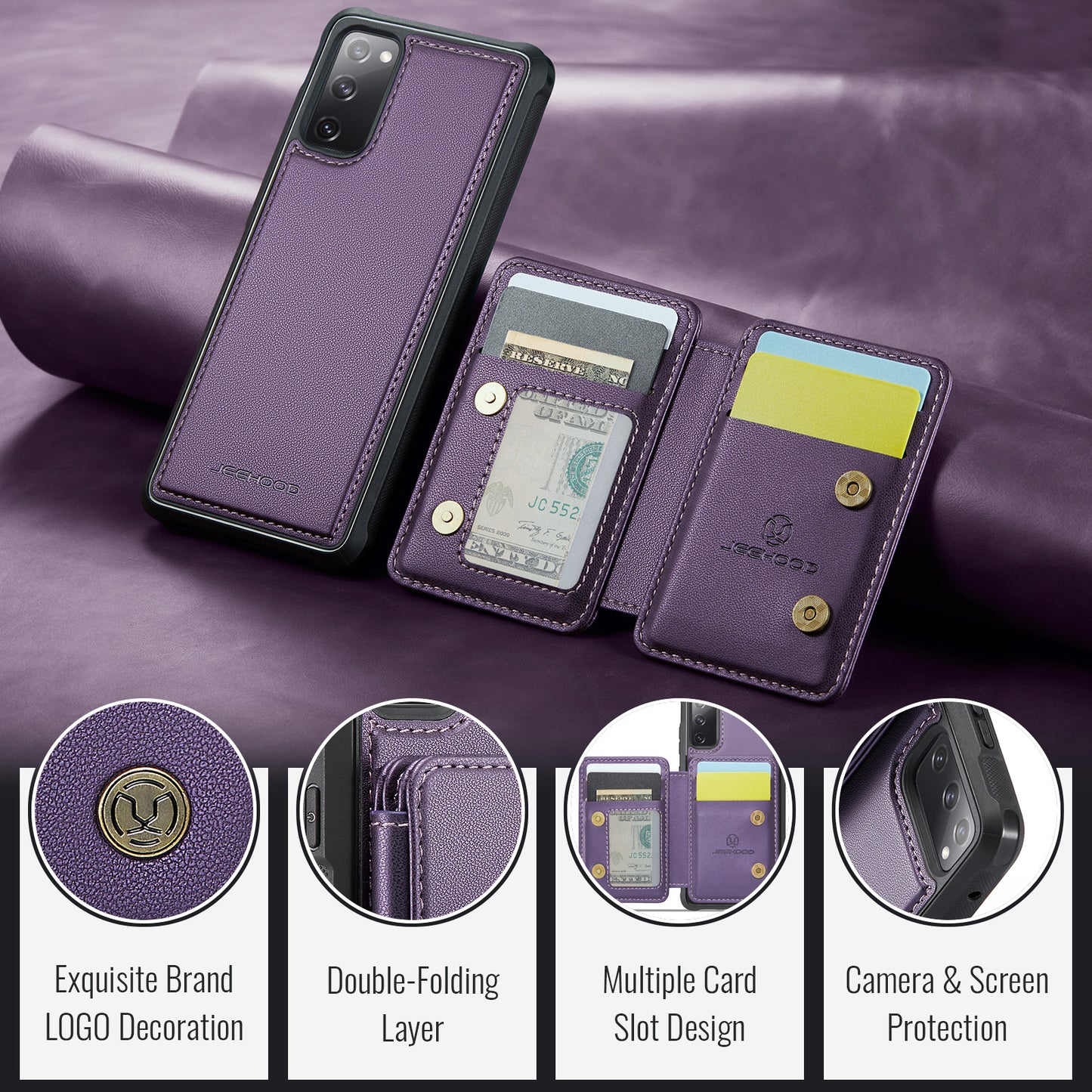 Galaxy S20 FE Leder-Handyhülle – Mit abnehmbarer magnetische Kartentasche