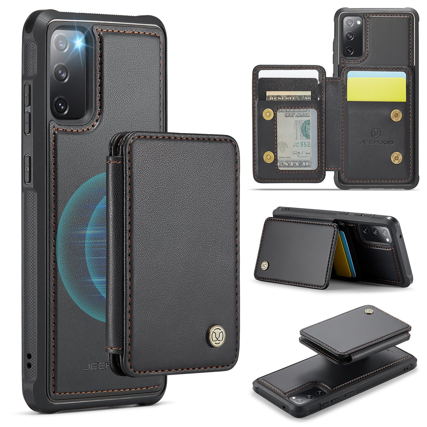Galaxy S20 FE Leder-Handyhülle – Mit abnehmbarer magnetische Kartentasche