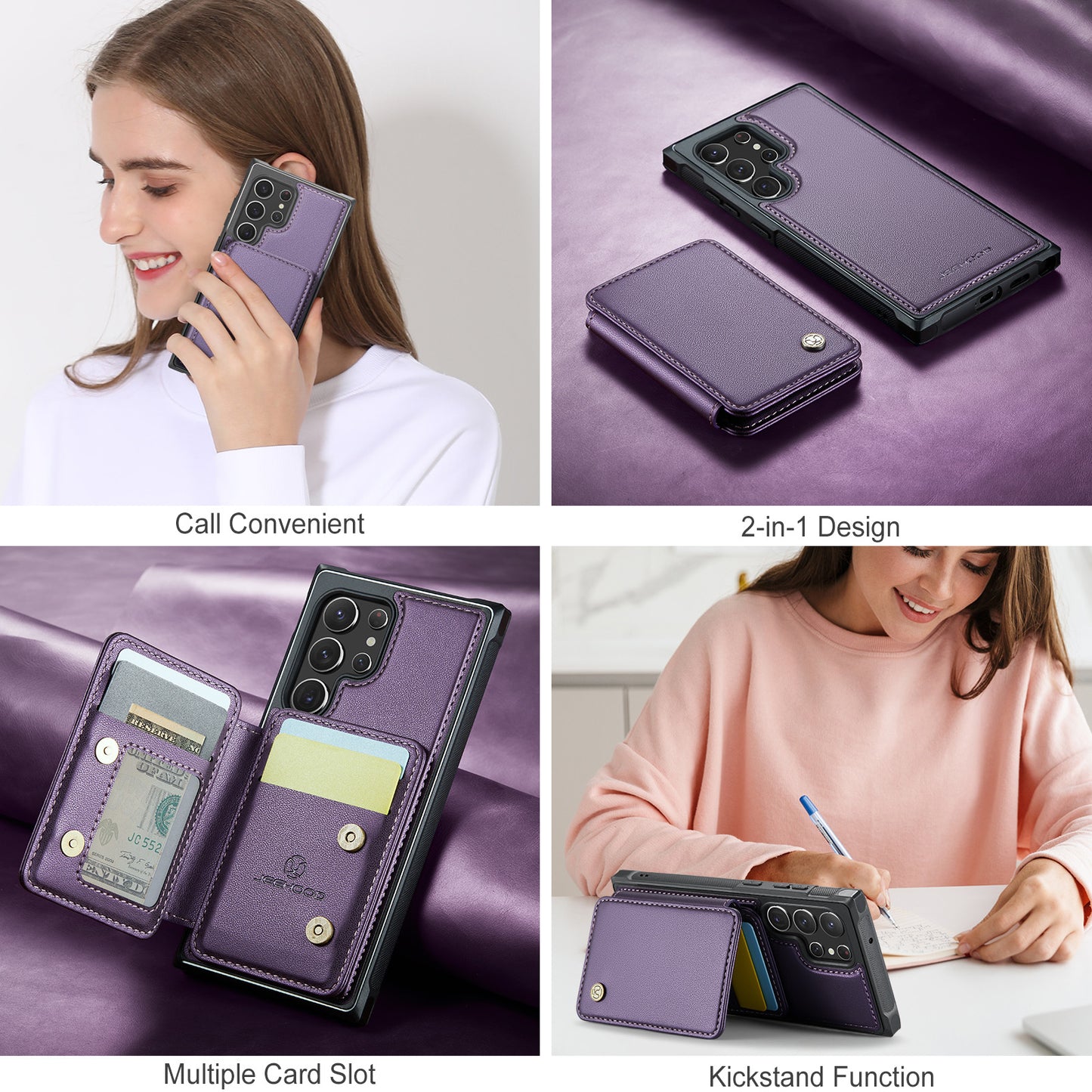 Galaxy S22 Ultra 5G Leder-Handyhülle – Mit abnehmbarer magnetische Kartentasche