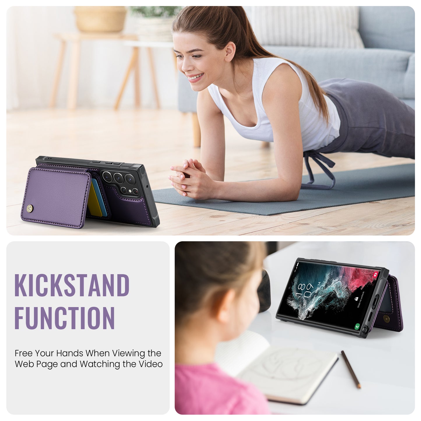 Galaxy S22 Ultra 5G Leder-Handyhülle – Mit abnehmbarer magnetische Kartentasche