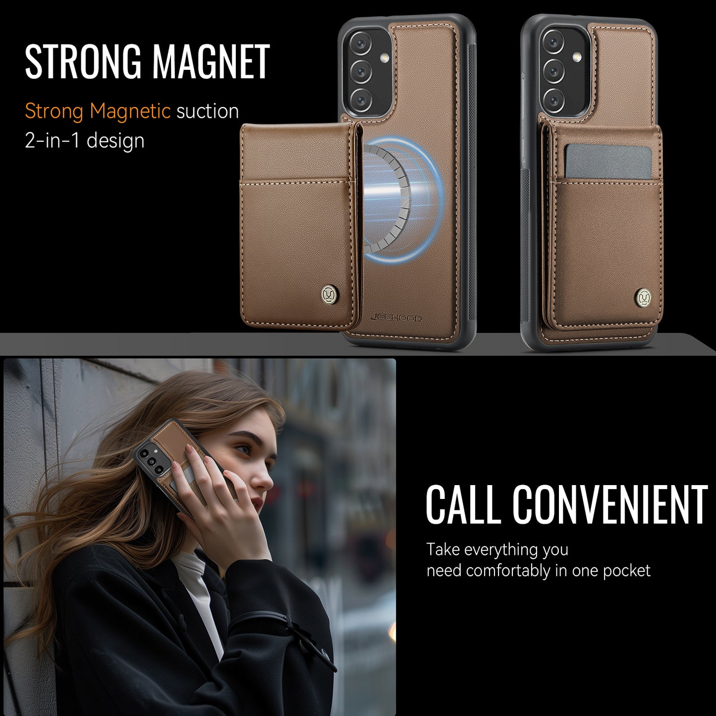 Galaxy A34 5G Leder-Hülle mit Kartenfach & RFID-Schutz – MagSafe kompatibel