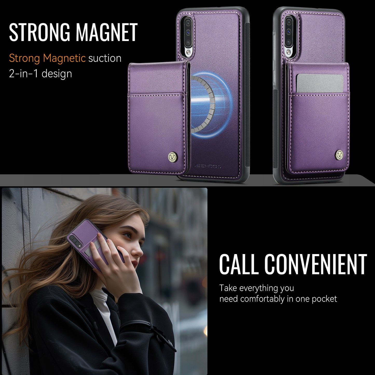 Galaxy A50 Leder-Hülle mit Kartenfach & RFID-Schutz – MagSafe kompatibel
