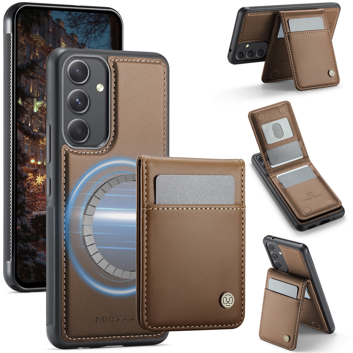 Galaxy A54 5G Leder-Hülle mit Kartenfach & RFID-Schutz – MagSafe kompatibel