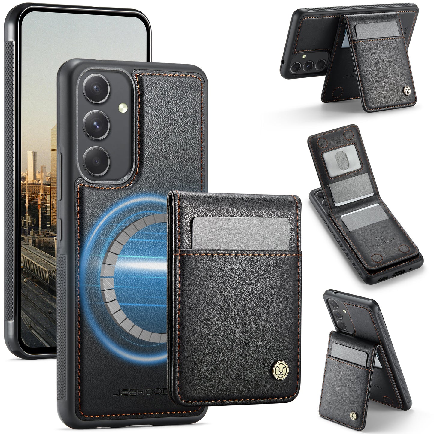 Galaxy A54 5G Leder-Hülle mit Kartenfach & RFID-Schutz – MagSafe kompatibel