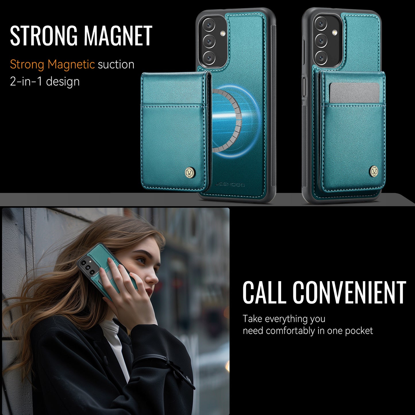 Galaxy A13 5G/4G Leder-Hülle mit Kartenfach & RFID-Schutz – MagSafe kompatibel