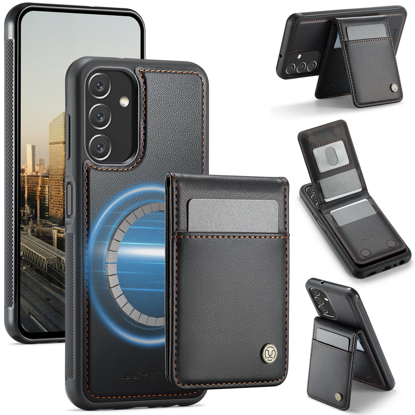 Galaxy A13 5G/4G Leder-Hülle mit Kartenfach & RFID-Schutz – MagSafe kompatibel