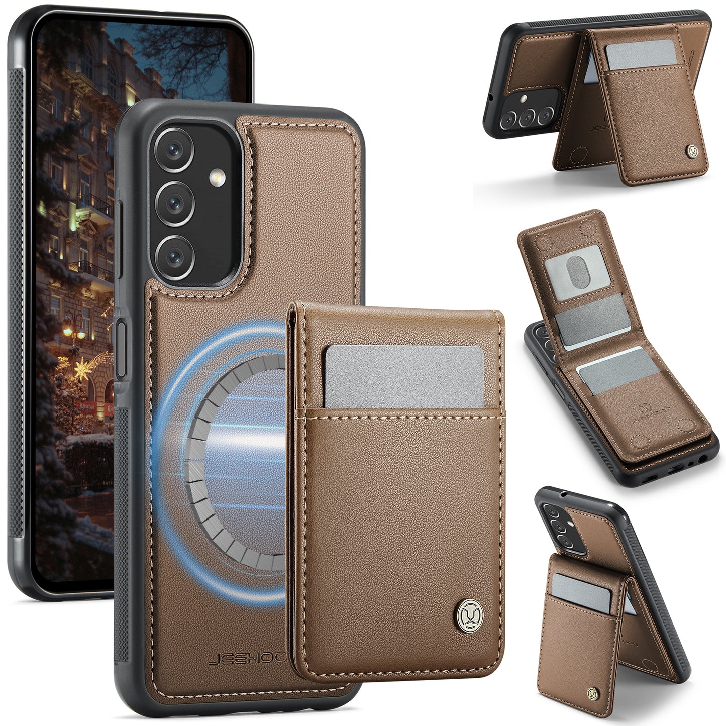 Galaxy A13 5G/4G Leder-Hülle mit Kartenfach & RFID-Schutz – MagSafe kompatibel