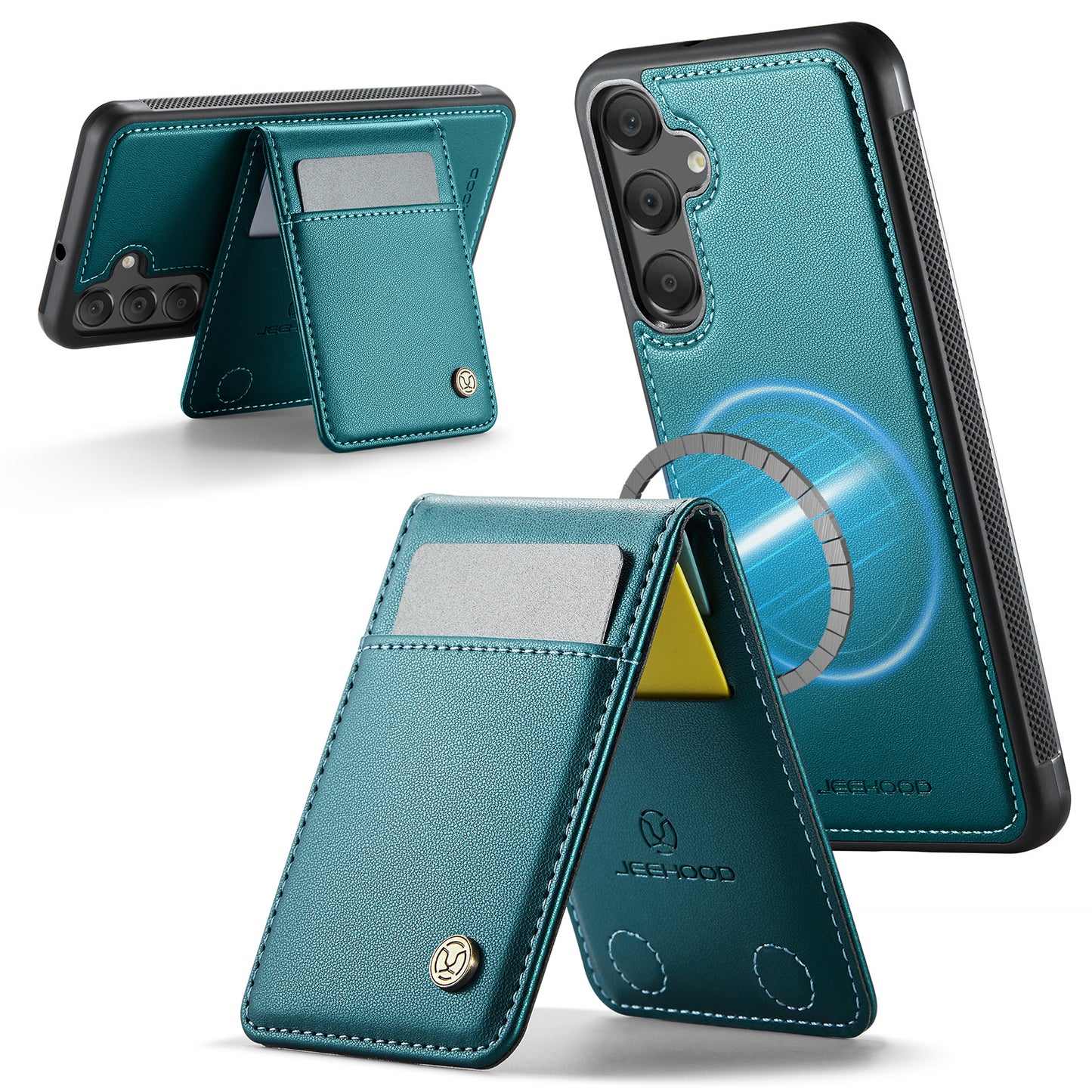 Galaxy A15 5G/4G Leder-Hülle mit Kartenfach & RFID-Schutz – MagSafe kompatibel