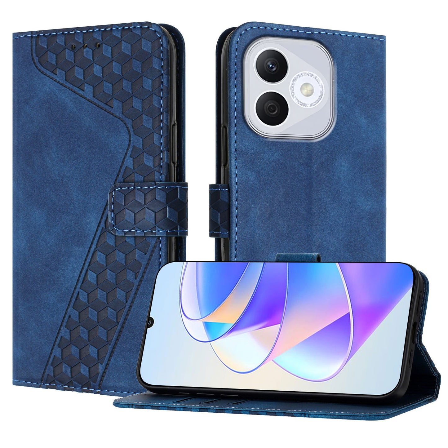 For Honor 400 Lite 5G Leather Case 7-Shaped Pattern Wallet Stand Shockproof Phone Cover