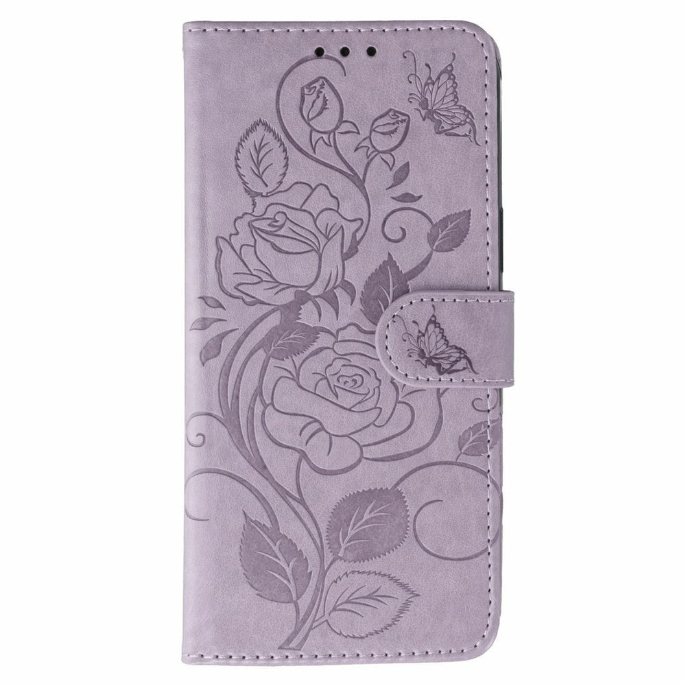 For Xiaomi Redmi 15 4G (EU) (171mm) Case Wallet Stand Imprinted Rose Butterfly PU Leather Phone Cover