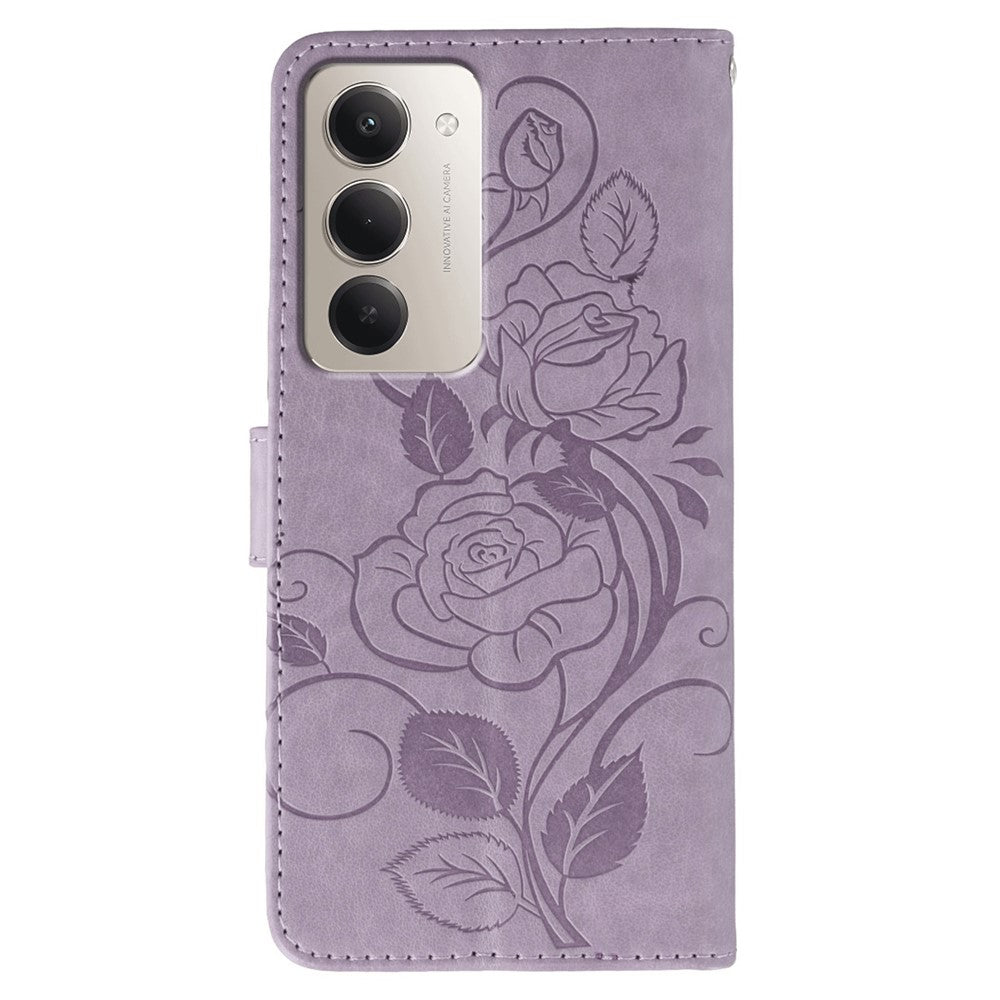 For Xiaomi Redmi 15 4G (EU) (171mm) Case Wallet Stand Imprinted Rose Butterfly PU Leather Phone Cover