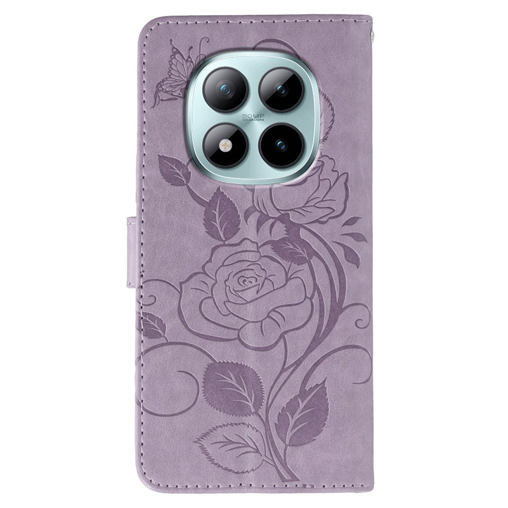 For Xiaomi Redmi Poco M8 Pro 5G / Redmi Note 15 Pro+ 5G (Global) Case Wallet Stand Imprinted Rose Butterfly PU Leather Phone Cover