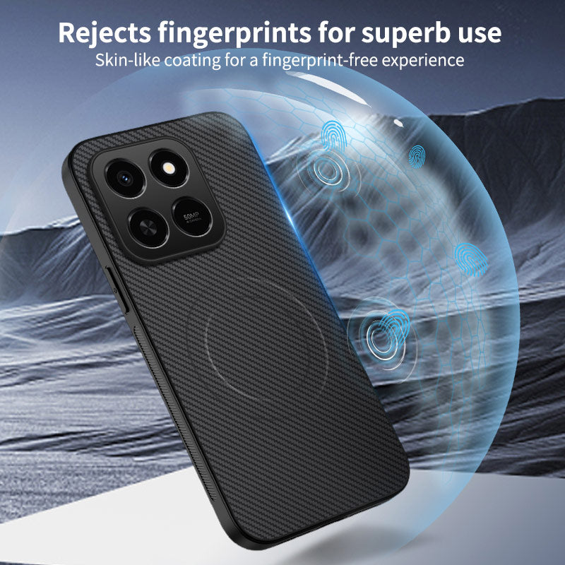 WANLONFENG For Honor 400 Smart 5G / 4G / X7d 4G Magnetic Case  TQ Series Carbon Fiber Texture PC TPU Phone Cover