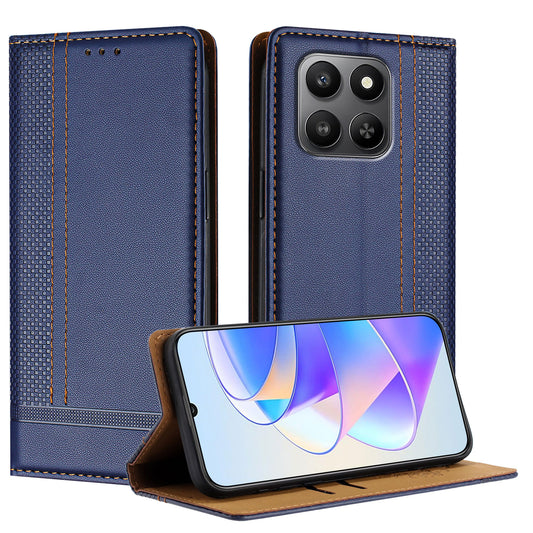 For Honor 400 Smart 5G / 4G / X7d 4G Case L-Shaped Grid Pattern Leather Stand Phone Cover with Card Slots