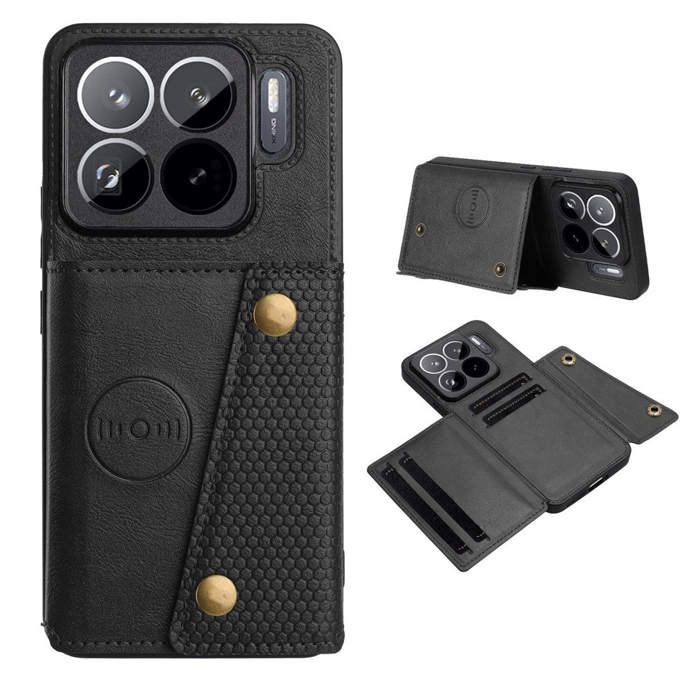 For Xiaomi 15S Pro Case with Card Slots Kickstand Leather + TPU Phone Cover