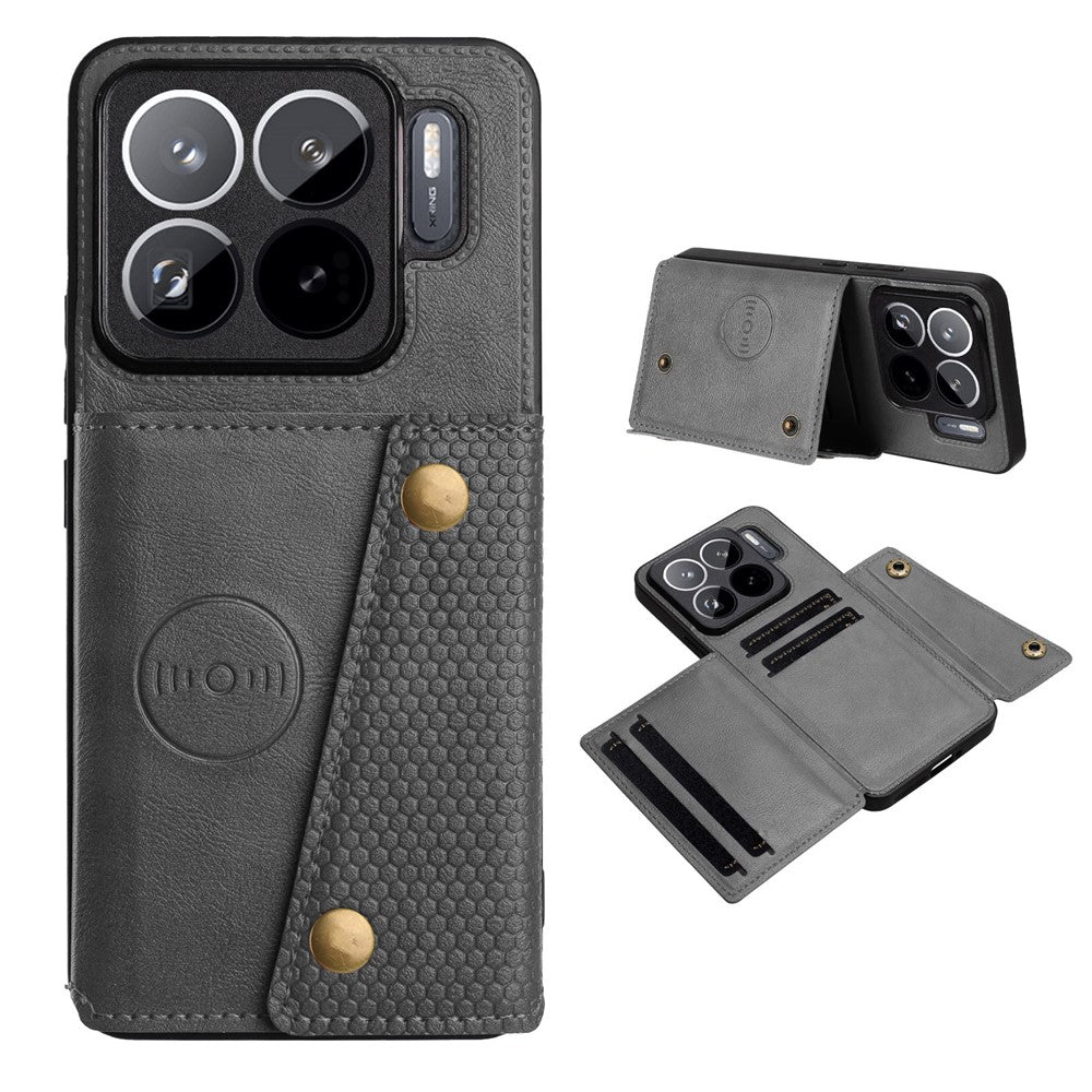 For Xiaomi 15S Pro Case with Card Slots Kickstand Leather + TPU Phone Cover