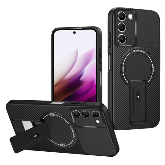 Xiaomi Redmi 15 4G (EU) (171mm) Handyhülle – Gehäuse aus PC mit Kohlefaserstruktur + TPU- mit Ständer
