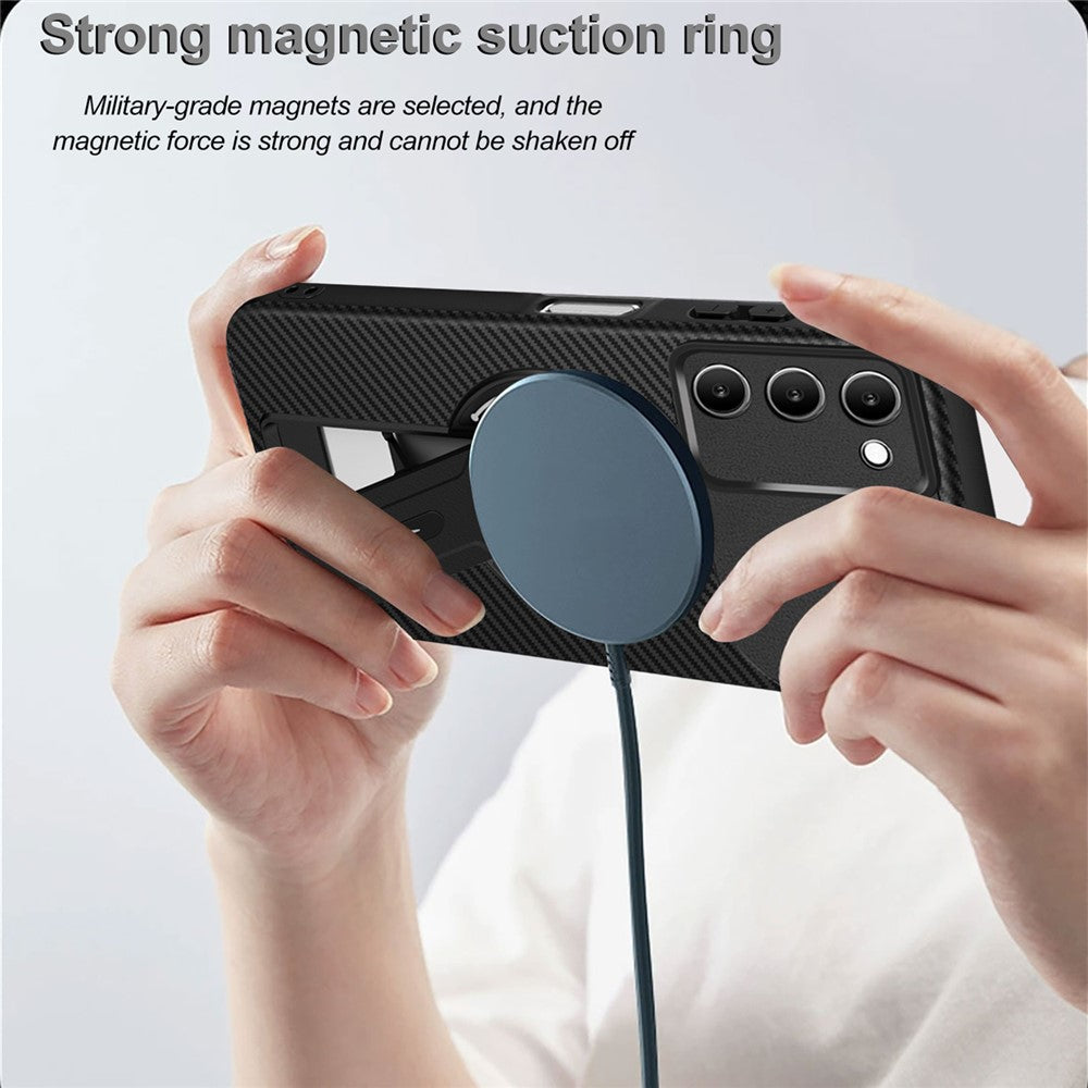 For Xiaomi Redmi 15 4G (EU) (171mm) Case Carbon Fiber Texture PC + TPU Phone Cover with Kickstand