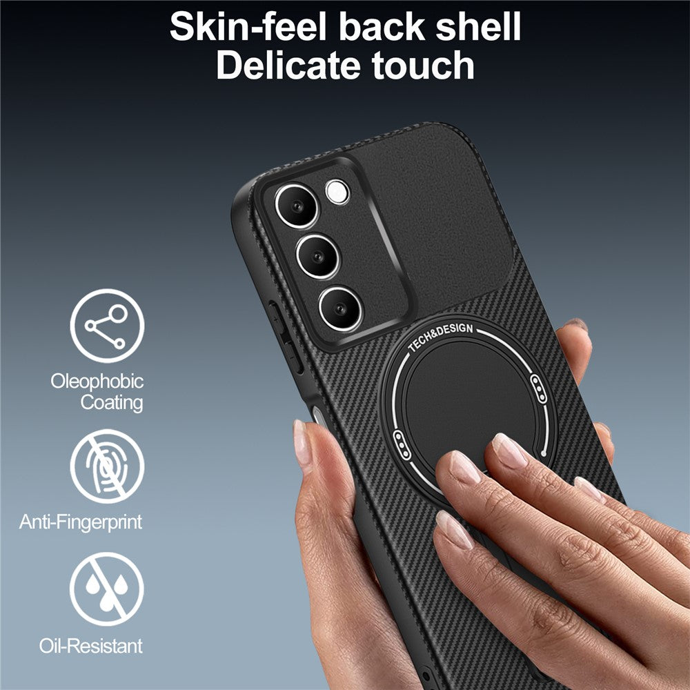 For Xiaomi Redmi 15 4G (EU) (171mm) Case Carbon Fiber Texture PC + TPU Phone Cover with Kickstand