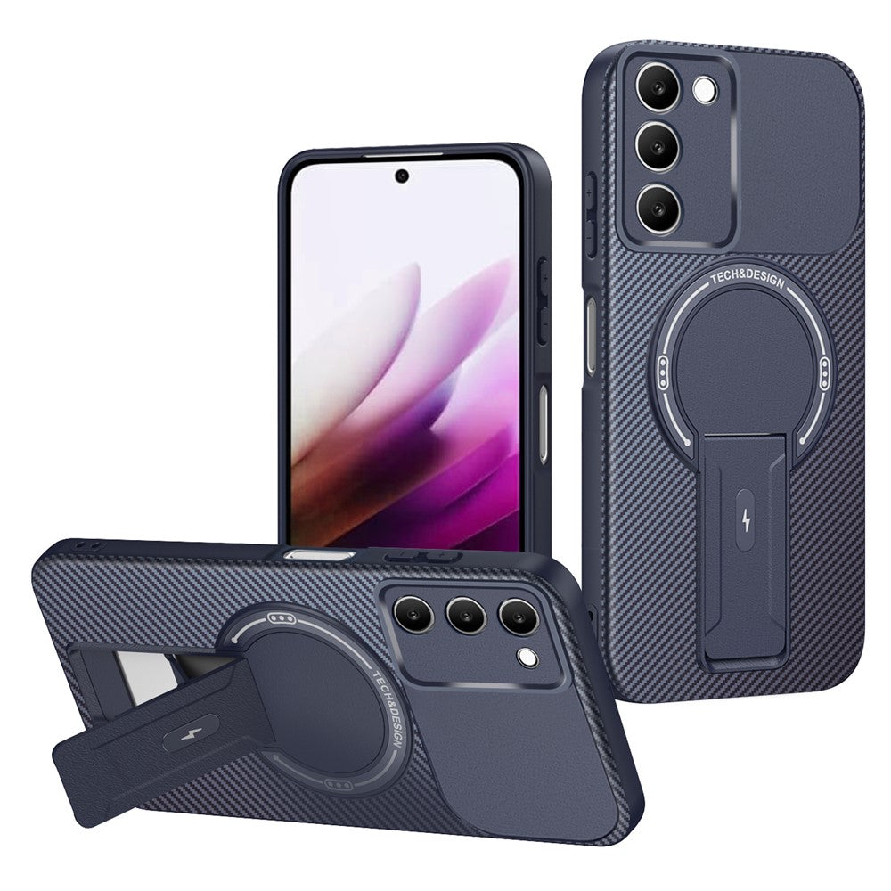 For Xiaomi Redmi 15 4G (EU) (171mm) Case Carbon Fiber Texture PC + TPU Phone Cover with Kickstand