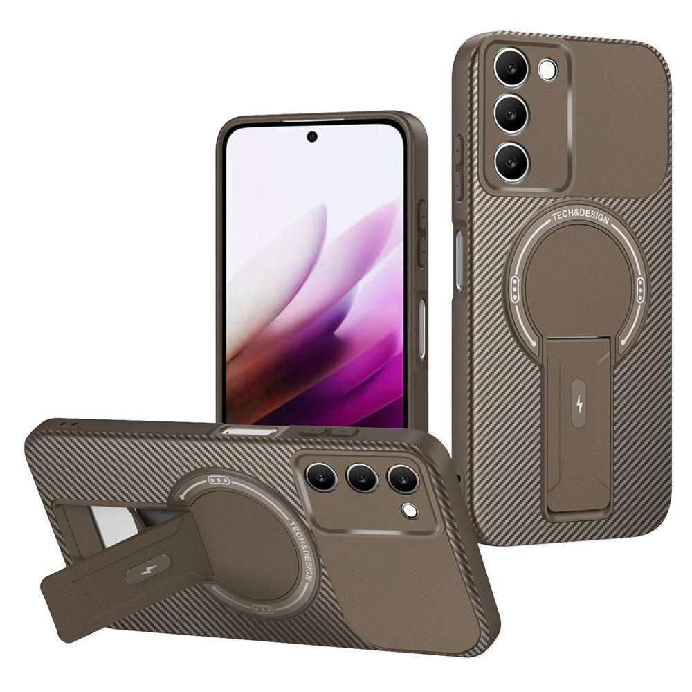 For Xiaomi Redmi 15 4G (EU) (171mm) Case Carbon Fiber Texture PC + TPU Phone Cover with Kickstand