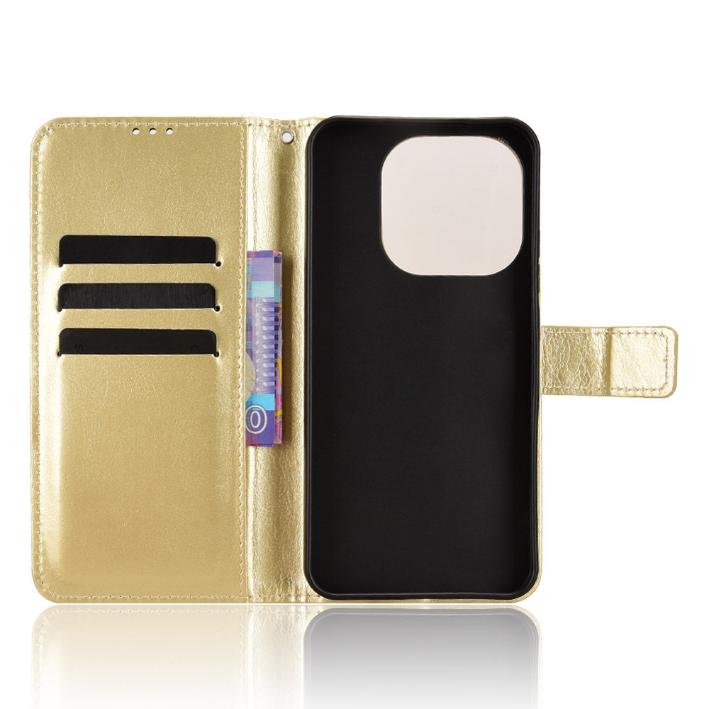 For Xiaomi 15T PU Leather Case with Strap Crazy Horse Texture Phone Wallet Cover