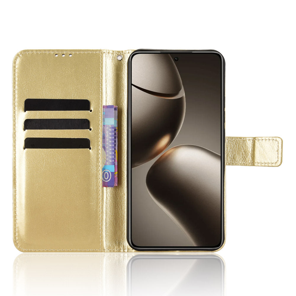 For Xiaomi 15T PU Leather Case with Strap Crazy Horse Texture Phone Wallet Cover