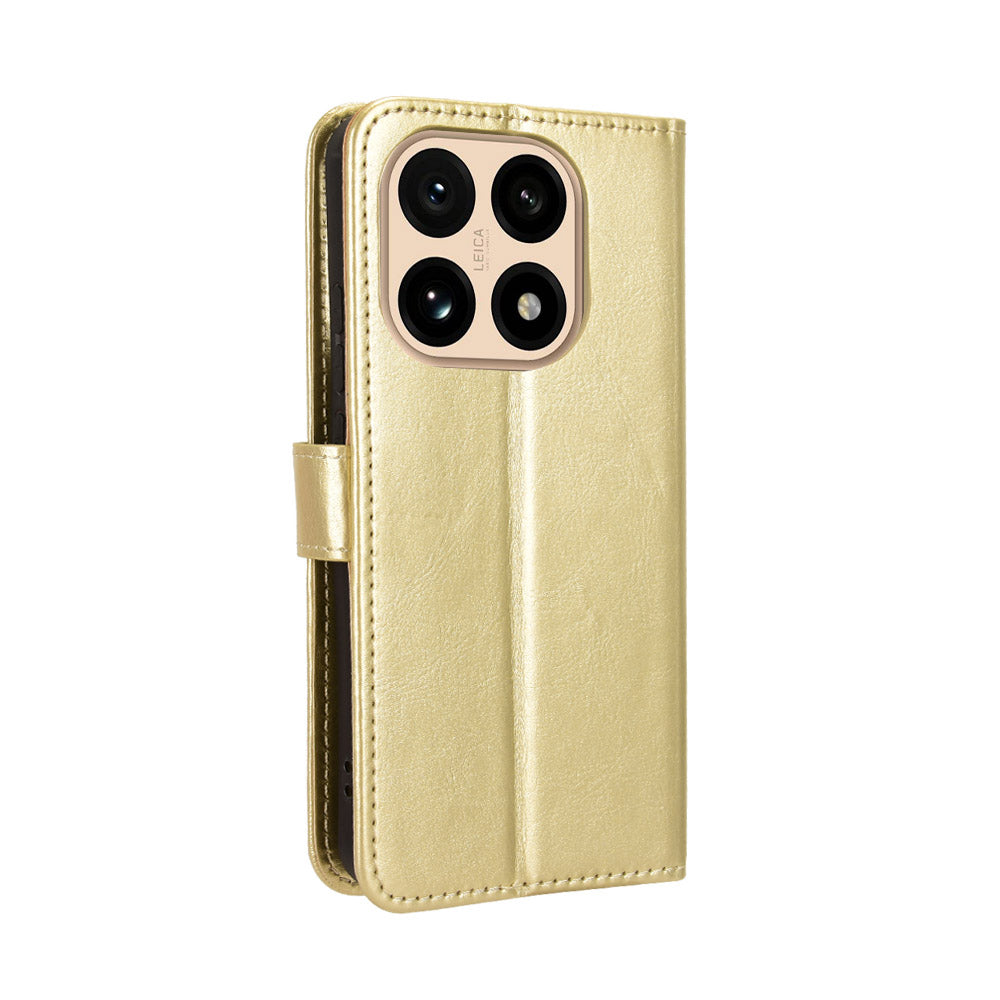 For Xiaomi 15T PU Leather Case with Strap Crazy Horse Texture Phone Wallet Cover