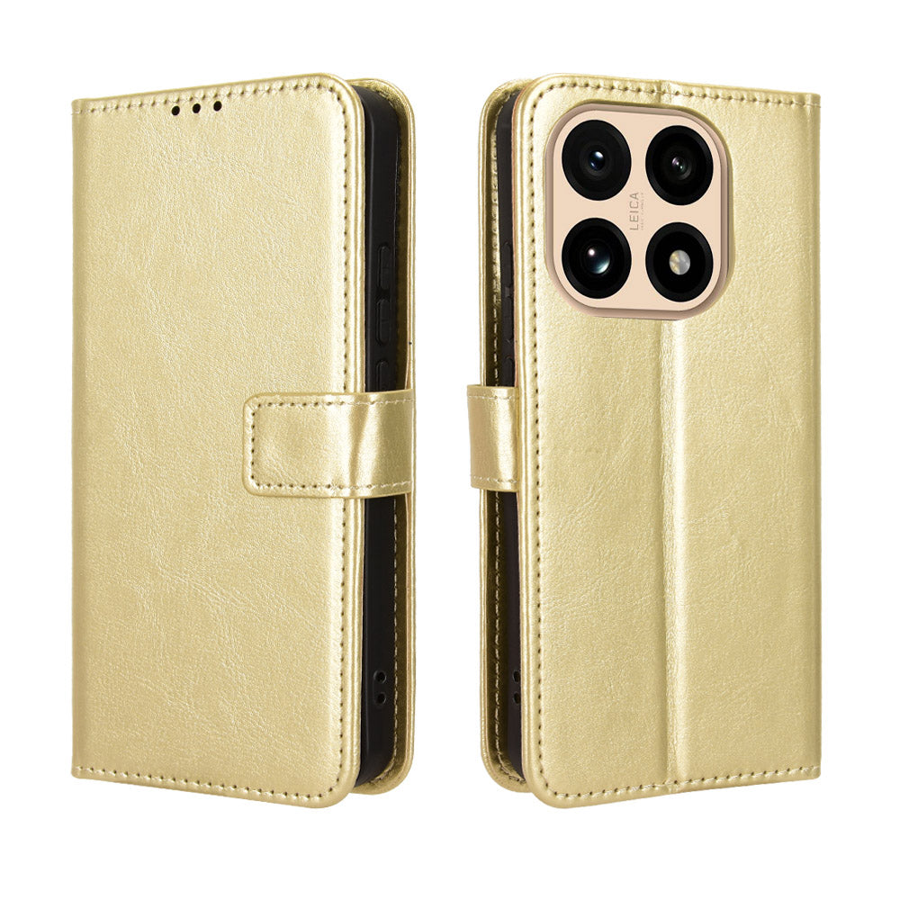 For Xiaomi 15T PU Leather Case with Strap Crazy Horse Texture Phone Wallet Cover