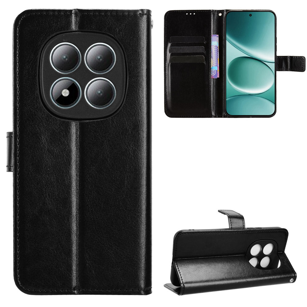 For Xiaomi Poco M8 Pro 5G / Redmi Note 15 Pro+ 5G (Global) PU Leather Case with Strap Crazy Horse Texture Phone Wallet Cover