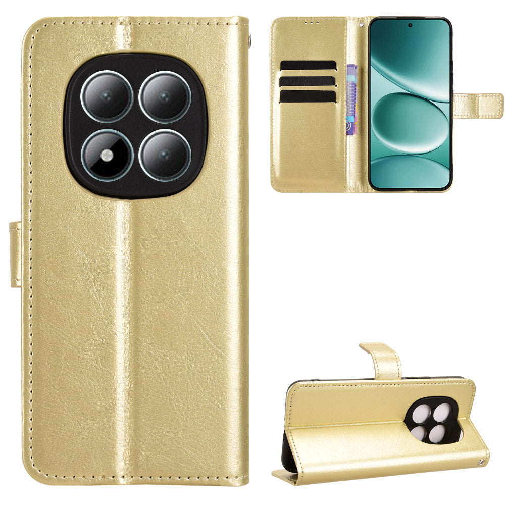 For Xiaomi Redmi Note 15 Pro 5G (Global) PU Leather Case with Strap Crazy Horse Texture Phone Wallet Cover