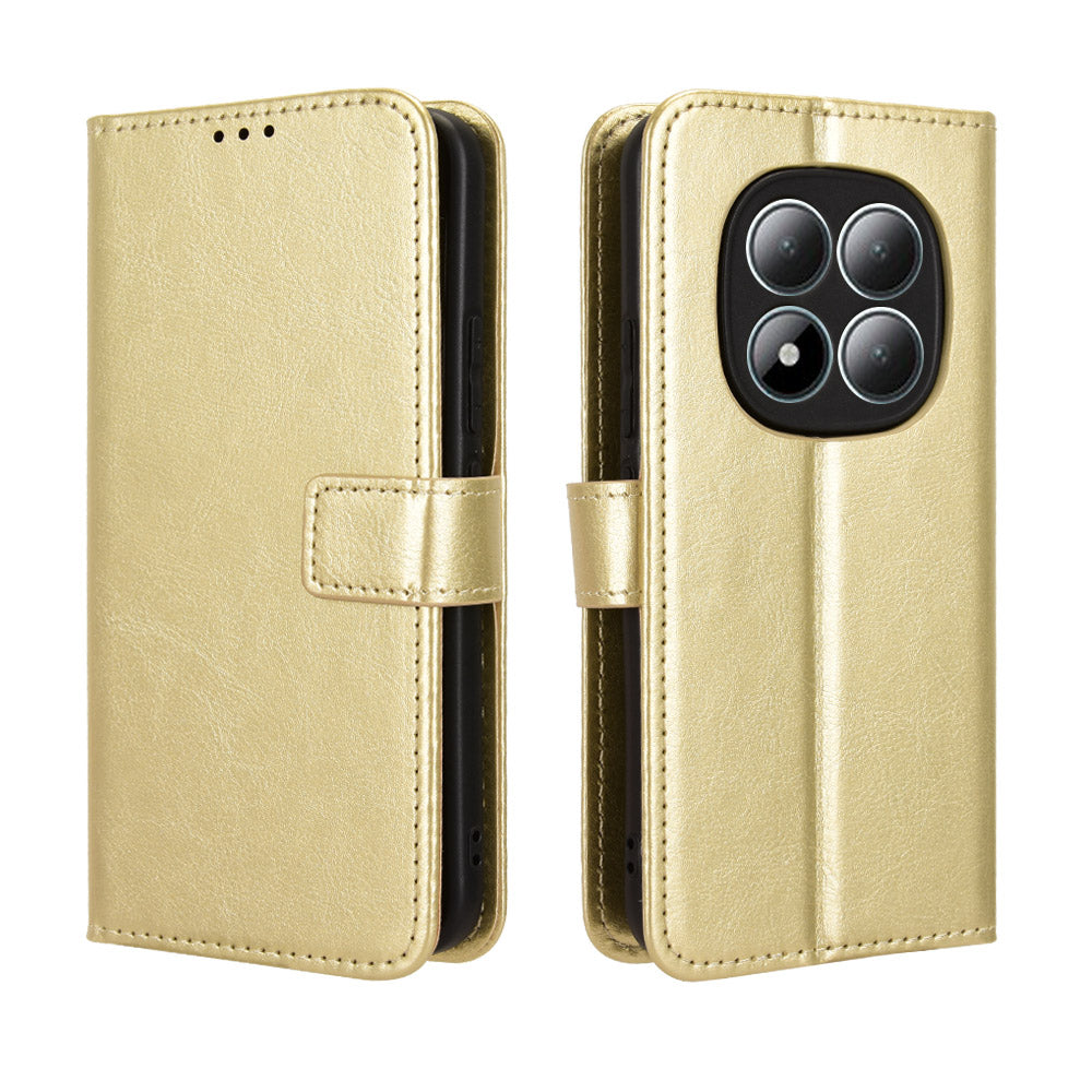 For Xiaomi Redmi Note 15 Pro 5G (Global) PU Leather Case with Strap Crazy Horse Texture Phone Wallet Cover