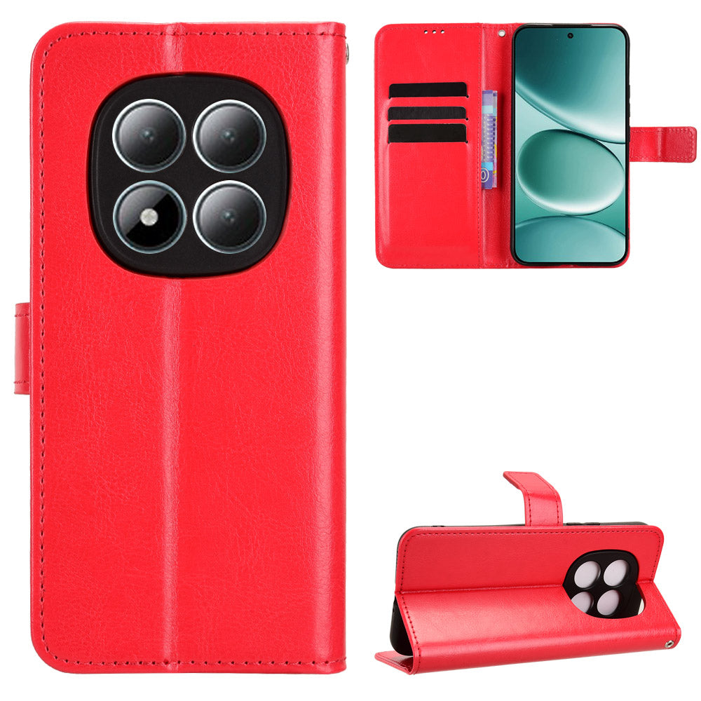 For Xiaomi Redmi Note 15 Pro 5G (Global) PU Leather Case with Strap Crazy Horse Texture Phone Wallet Cover